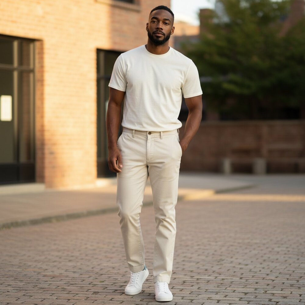 J. CREW‎ Men's Straight-fit Flex Cream-Khaki Chino Pant H3186 | Size 33 X 30